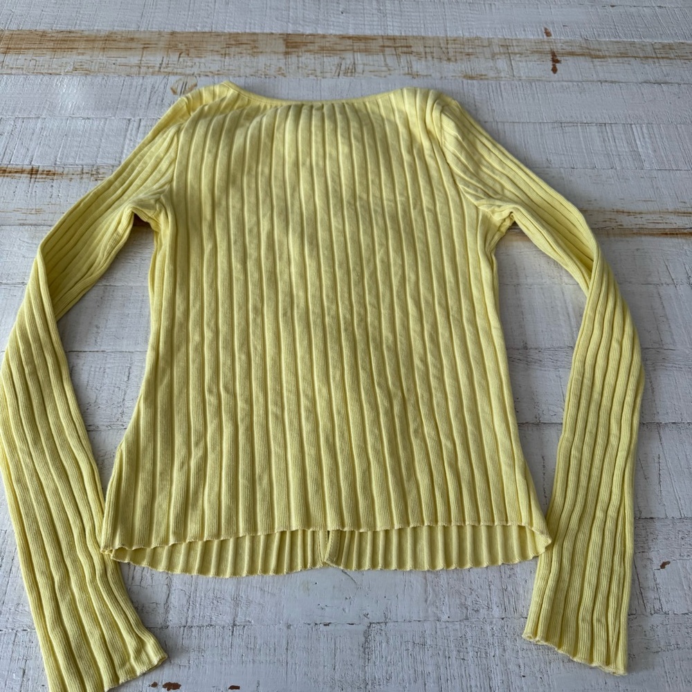 Free People Yellow Ribbed Button Cardigan - Picture 8 of 9